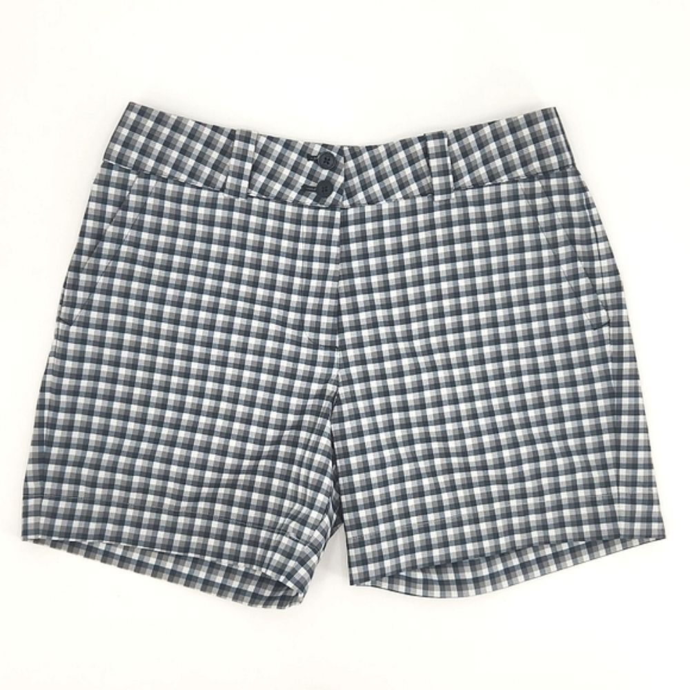 Nike Golf Dri Fit Flat Front Shorts Womens 6 Green Plaid Check Preppy